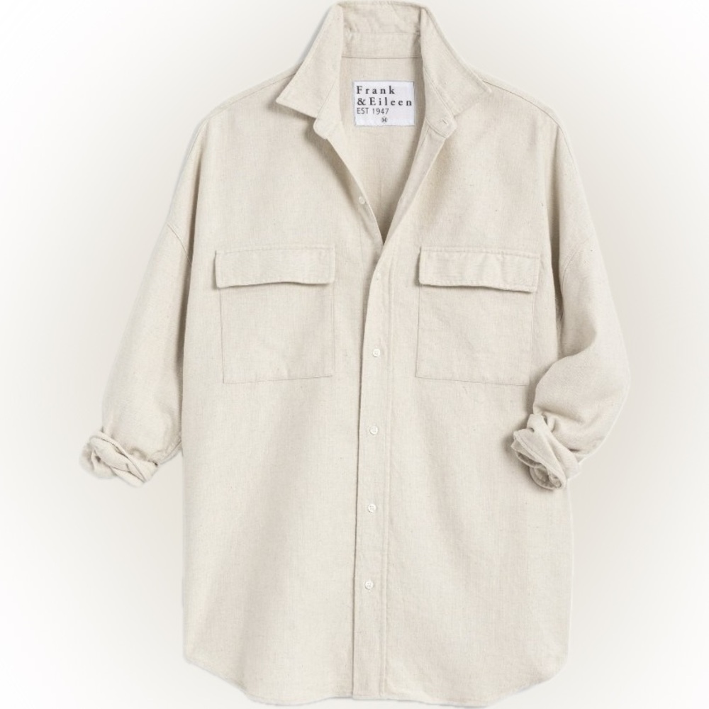 Frank & Eileen McLoughlin Utility Shirt Natural/Oatmeal Color NWOT Size XS/S